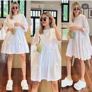 Trendy ruffled DOLL tunic/mini dress w shabby chic resort vacay vibe